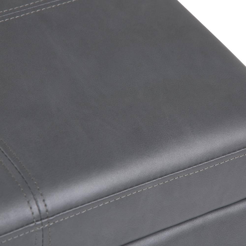 Simpli Home Kingsley 48"W Upholstered Storage Ottoman with Lift-Top Lid, Nailhead Trim, and Stitching Detail