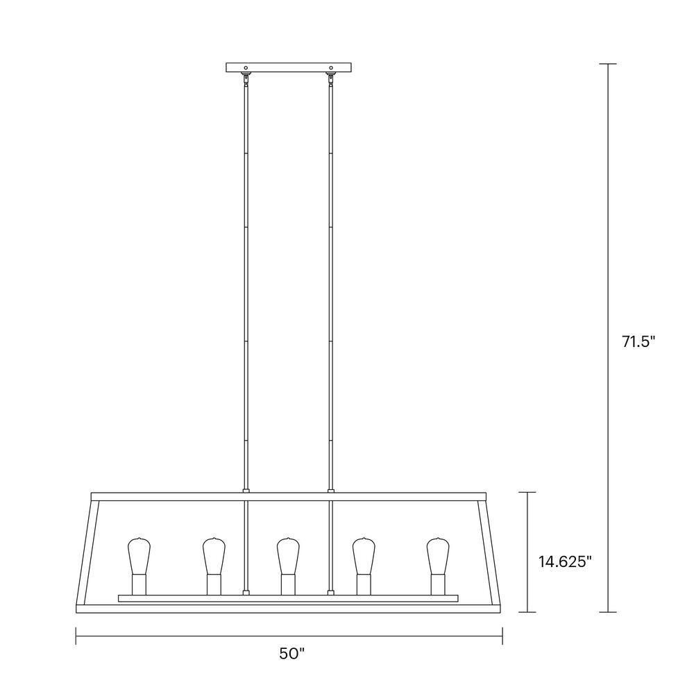 Buford Iron & Wood Linear Chandelier (50")