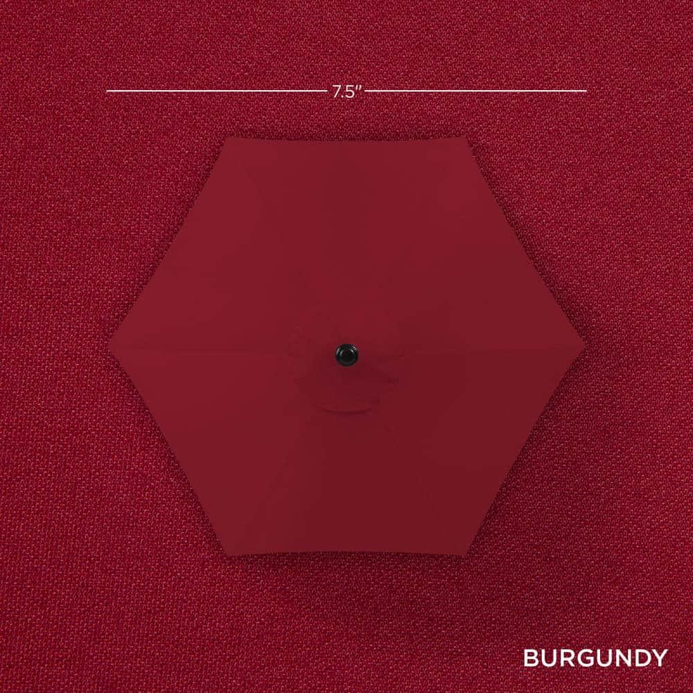 Best Choice Products 7.5ft Outdoor Solar Patio Umbrella for Deck, Pool w/ Tilt, Crank, LED Lights - Burgundy