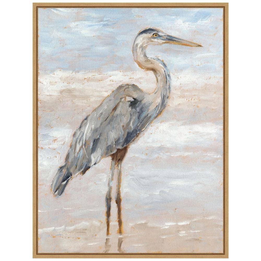 Amanti Art 18"x24" Beach Heron I by Ethan Harper Framed Canvas Wall Art Print: Hand-Stretched, Modern Decor, Polystyrene Frame