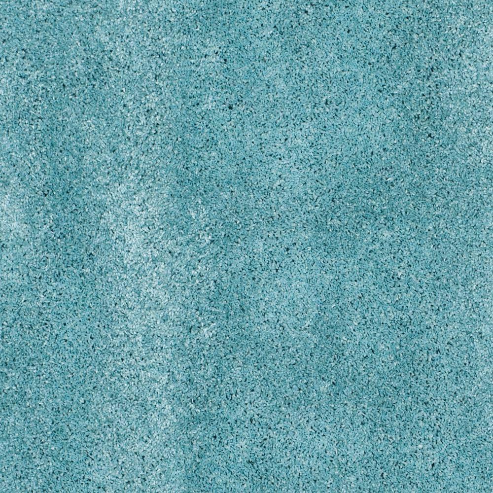 SAFAVIEH Milan Harlow Solid Plush Shag Area Rug, Aqua Blue, 10' x 10' Square