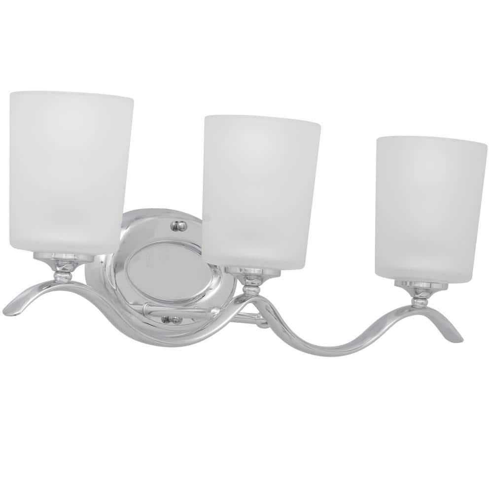 Progress Lighting Inspire 3-Light Wall Sconce, Polished Chrome, Etched Glass Shade