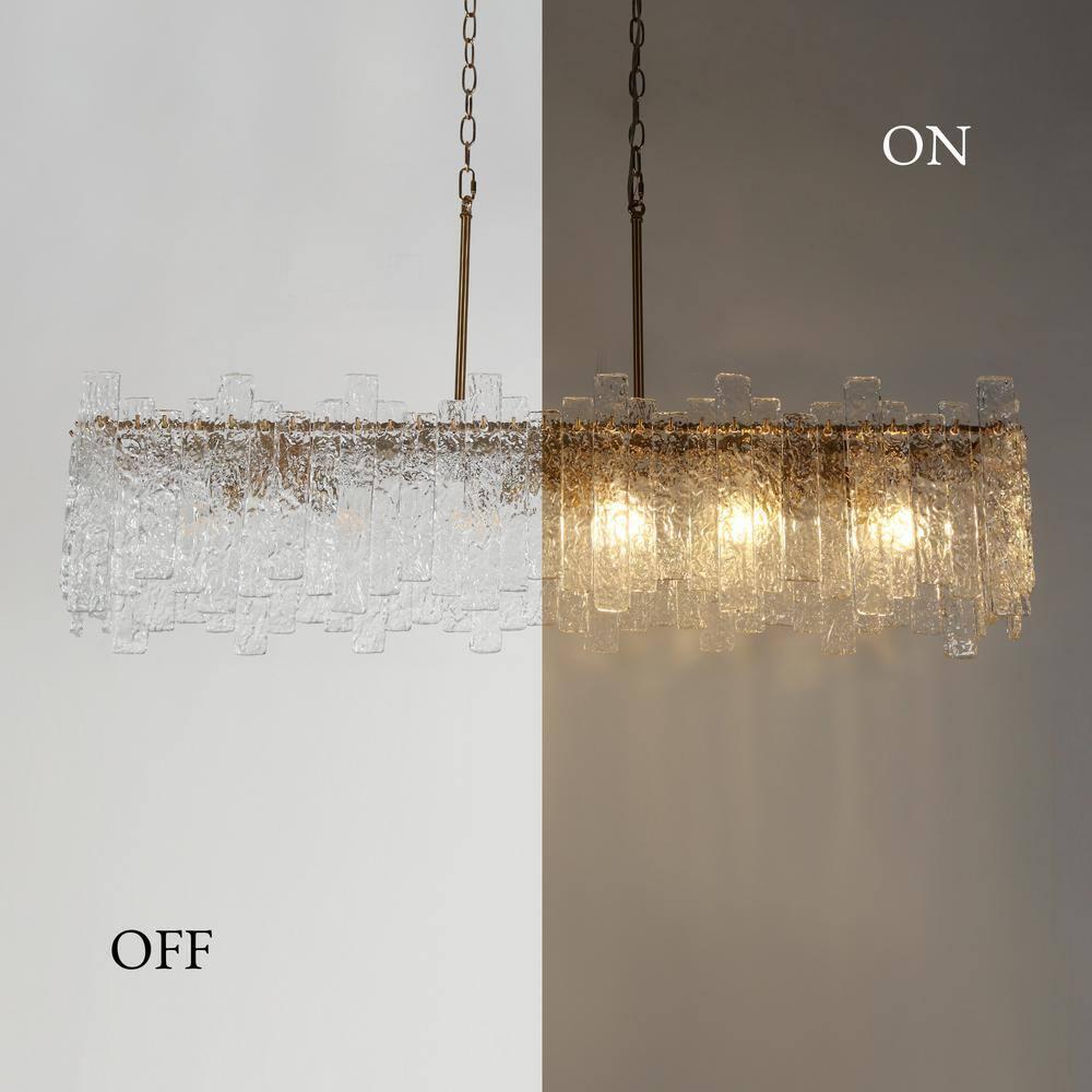 LNC Modern 6-Light 39" W. Glass Island Chandelier for Kitchen Island Dining Room - 39" W x 9.8" H x 9.9" D