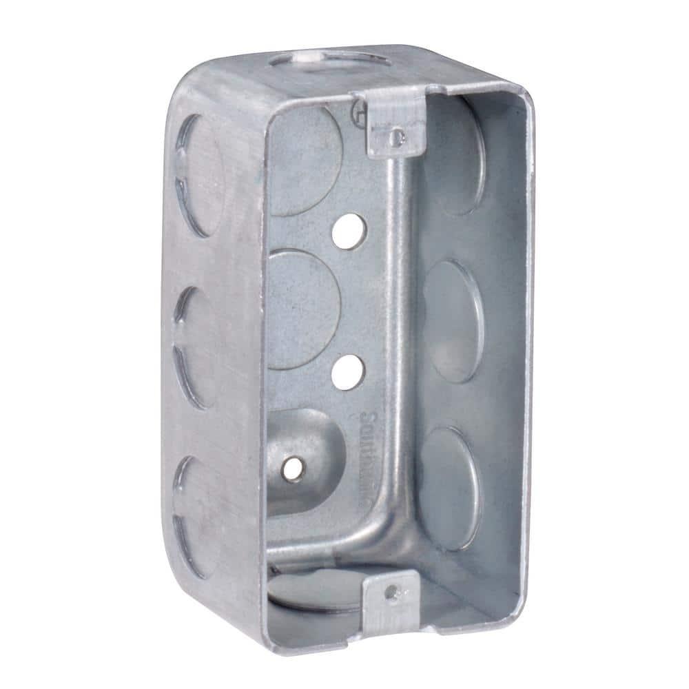 Southwire G19281-UPC 4 x 2 x 1.87 in. Steel Metallic 1-Gang Drawn Handy Box with KO & Raised Ground