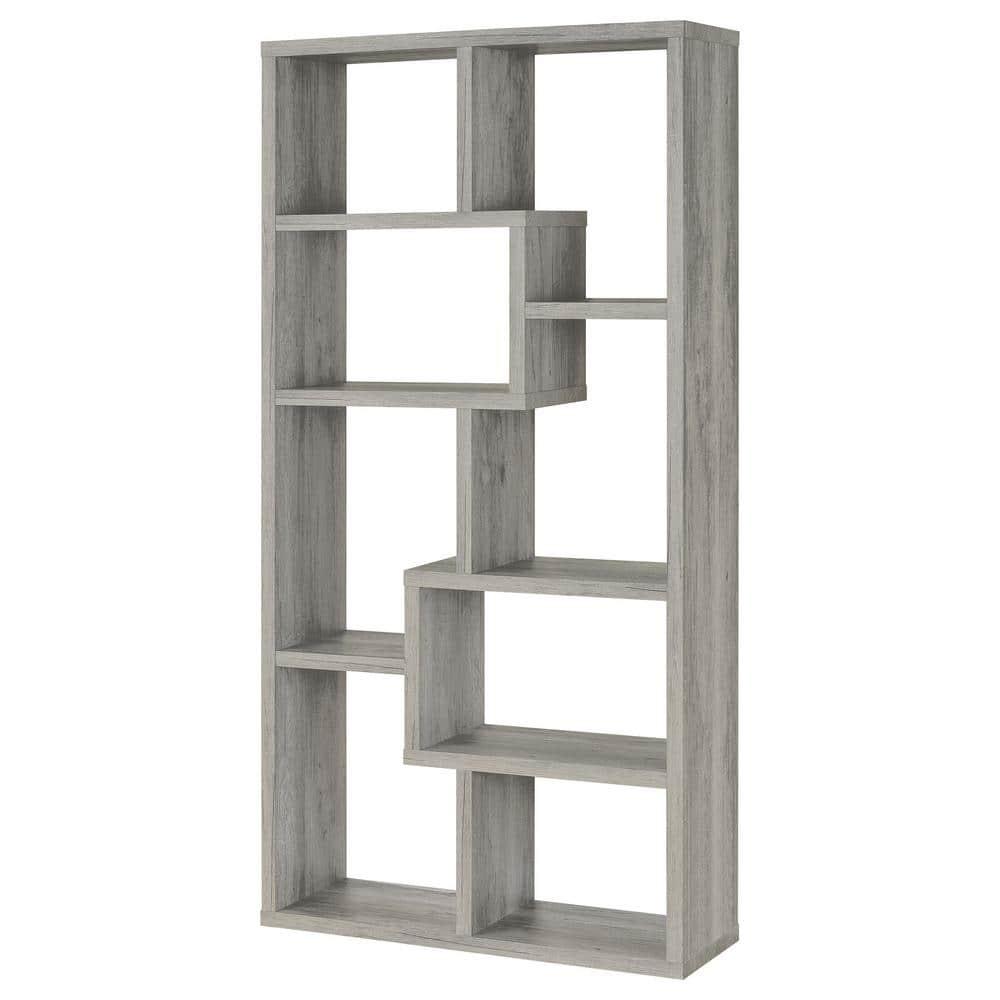 70.75" Theo 8 Shelf Bookcase Gray Driftwood - Coaster