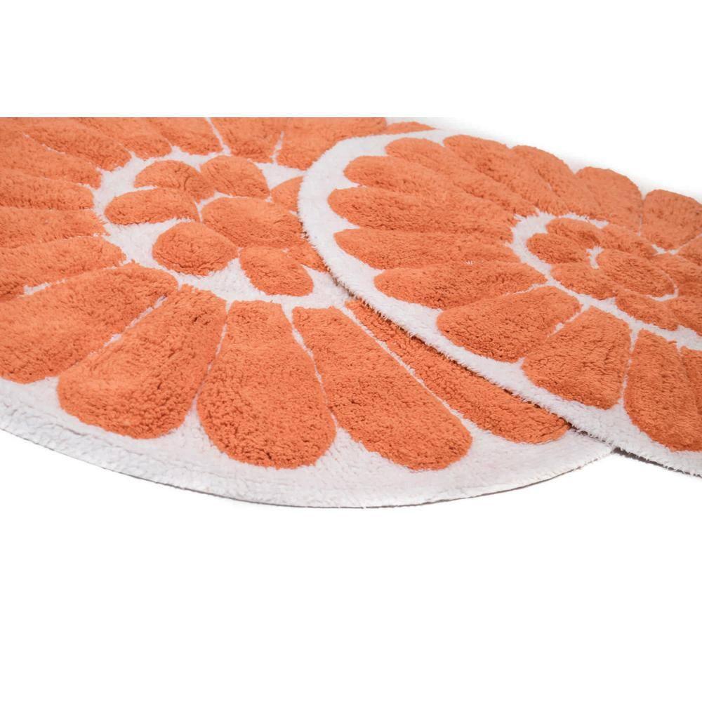 Chesapeake Merchandising 2pc Bursting Flower Bath Rug Set Coral : Microfiber, Machine Washable, Non-Slip Backing