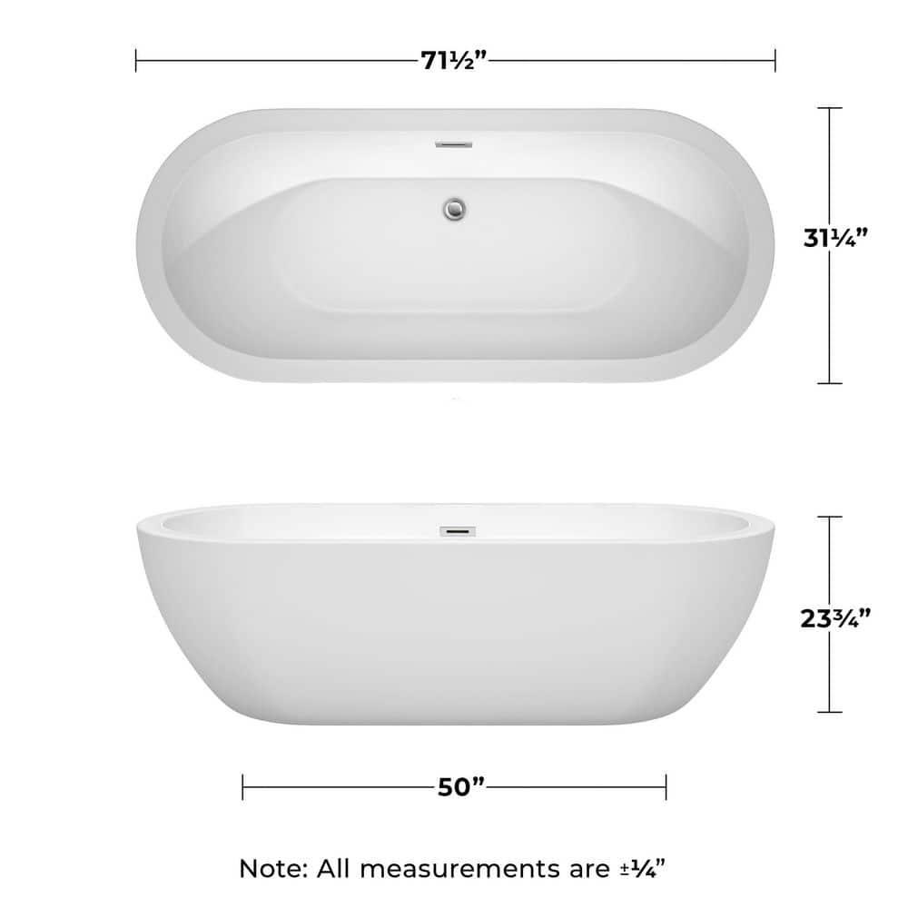 Wyndham Collection WCOBT100272 Soho 72'' x 31'' Freestanding Soaking Acrylic Bathtub