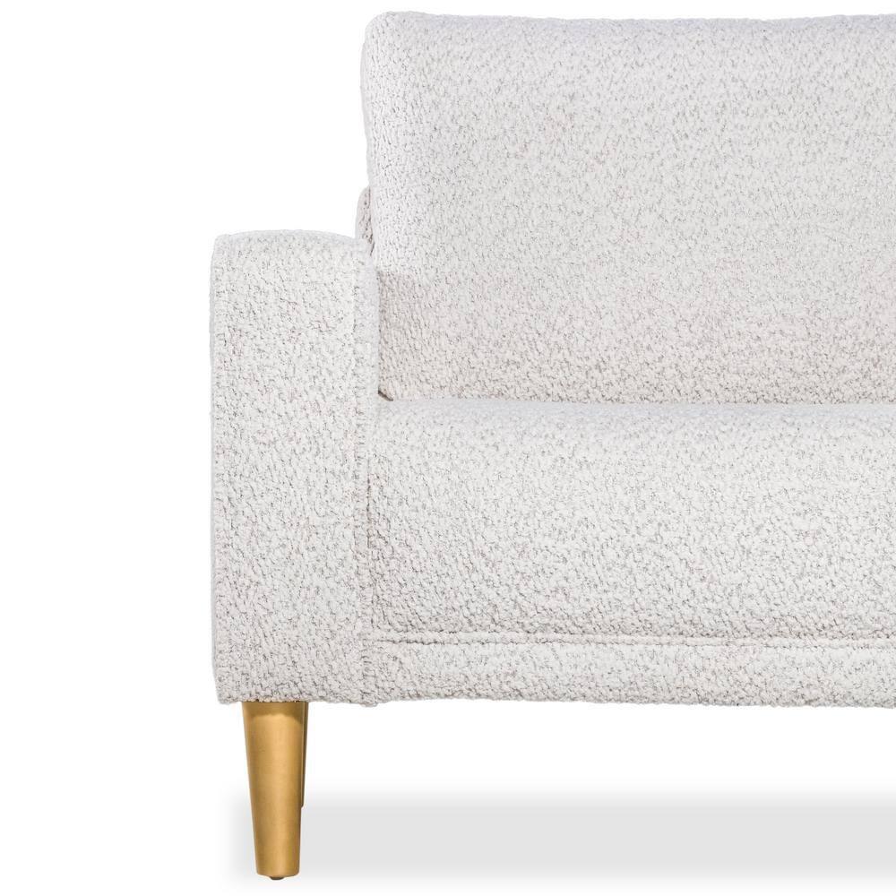 HOMES: Inside + Out Purebliss Modern Boucle Fabric Track Arm Accent Chair: Kiln-Dried Frame & Gold Legs