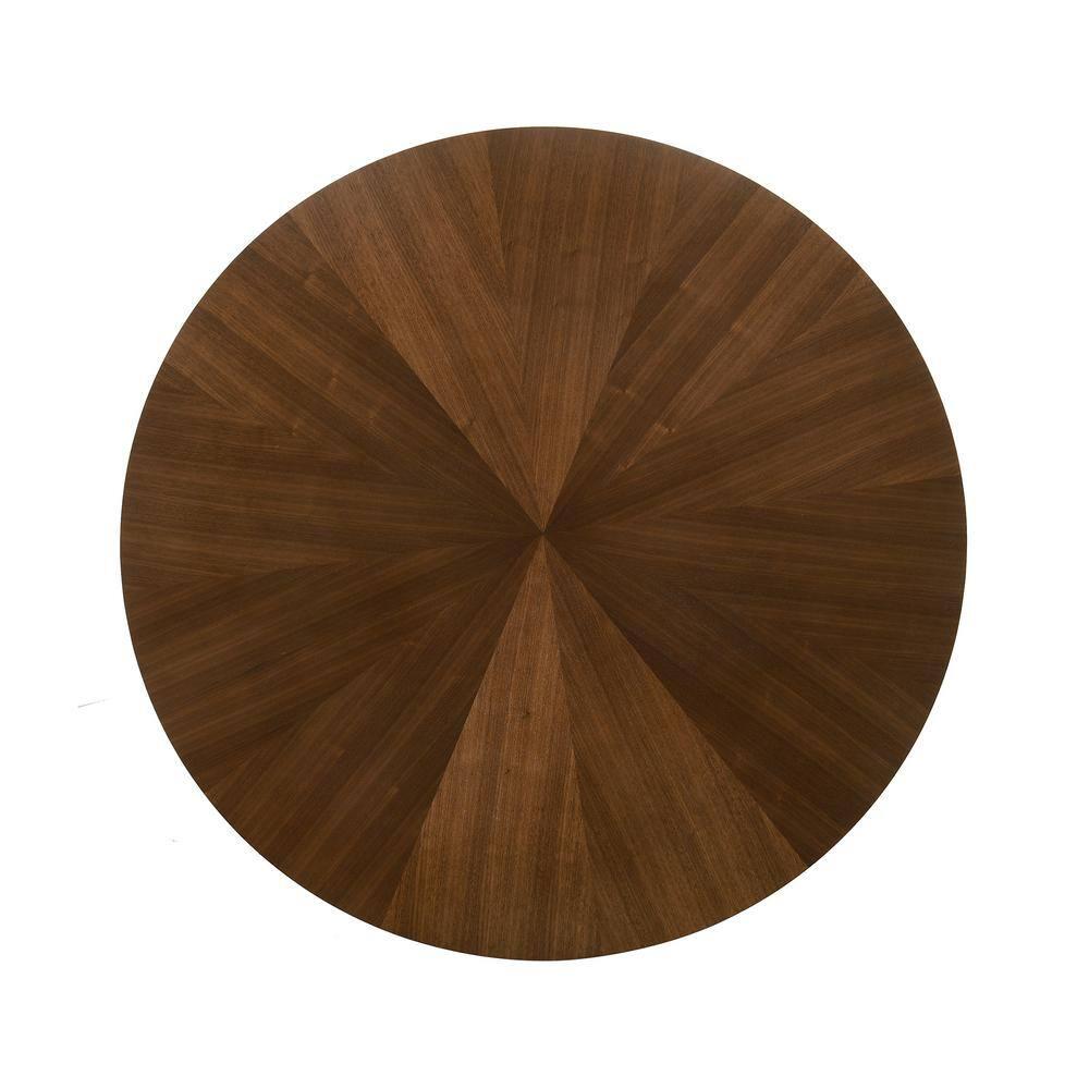 Armen Living Cirque Round Contemporary Wood Dining Table in Walnut/Black