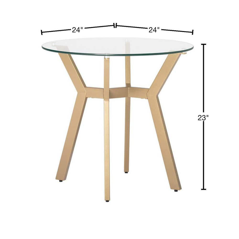 24" Architect Round End Table Gold/Clear Glass - Studio Designs Home: Mid-Century Modern, Tempered Top