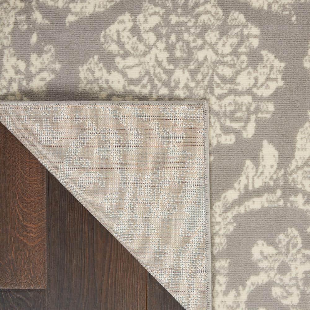 Nourison Jubilant 6' x 9' Grey Area Rug Farmhouse Vintage Damask by Nourison