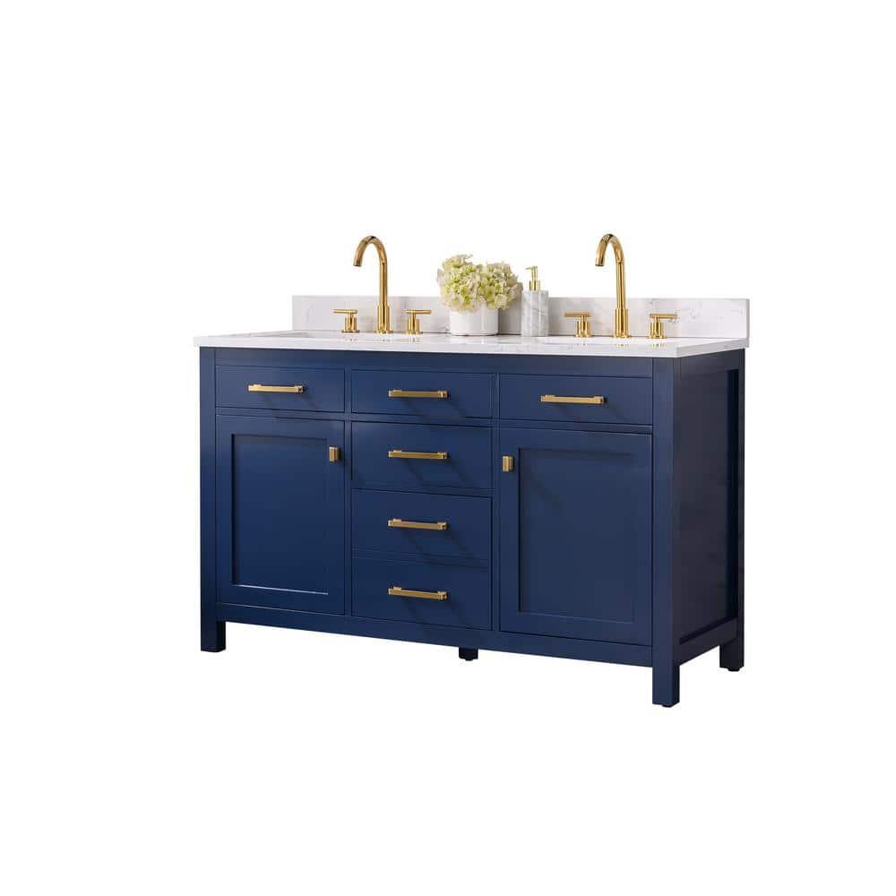 Atencio 54'' Free-standing Double Bathroom Vanity with Engineered Stone Vanity Top