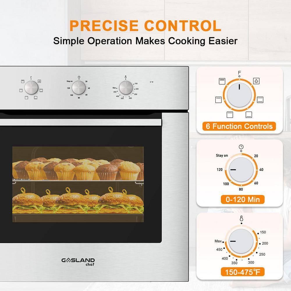 GASLAND 24" 2.3 cu. ft. Electric Single Wall Oven With 6 Cooking Functions ES606MS