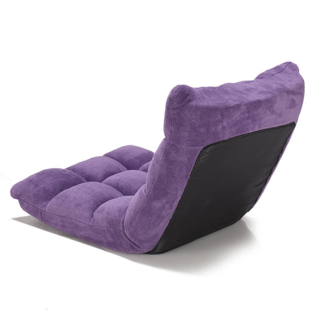 Tangkula Adjustable 14-Position Floor Chair ,Padded Gaming Chair Lazy Recliner Purple