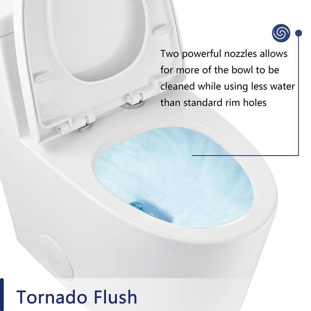 DeerValley Prism Dual-Flush Elongated One-Piece Toilet with Glazed Surface Lower Water Tank for Space Saving (Seat Included)