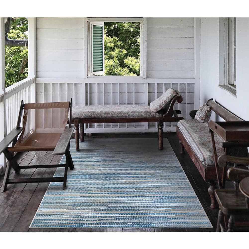 Couristan Monte Carlo Coastal Breeze Indoor/Outdoor Area Rug, 2'3" x 7'10" Runner, Ocean-Champagne