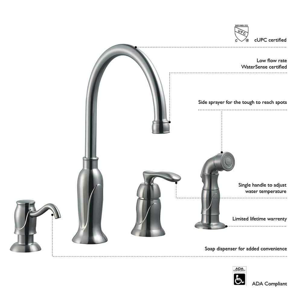 Alcott Hill® Alcott Hill® Helen Kitchen Faucet with Side Spray and Soap Dispenser