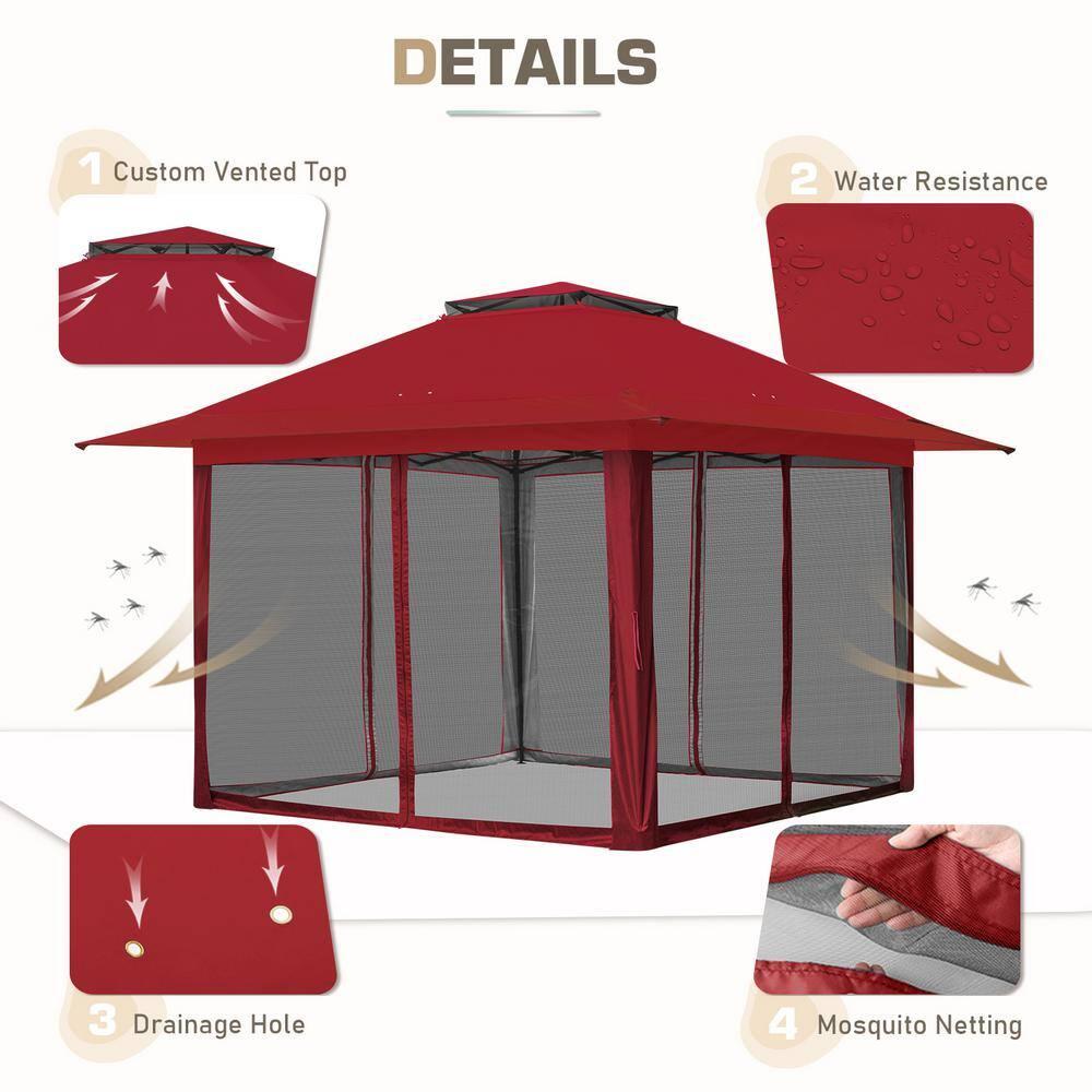 EAGLE PEAK Pop up Patio Gazebo 13 Ft. W x 13 Ft. D Metal Patio