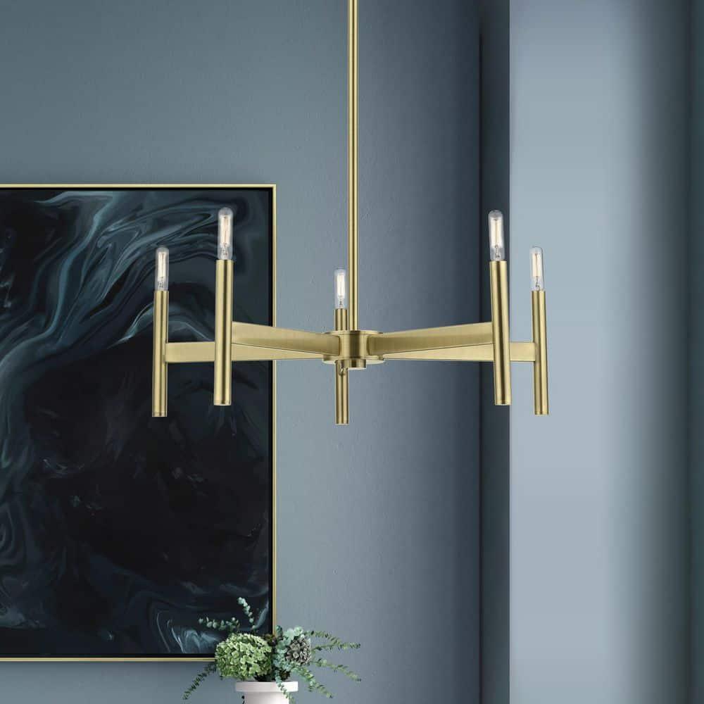 Livex Lighting Copenhagen 5 - Light Chandelier in  Antique Brass