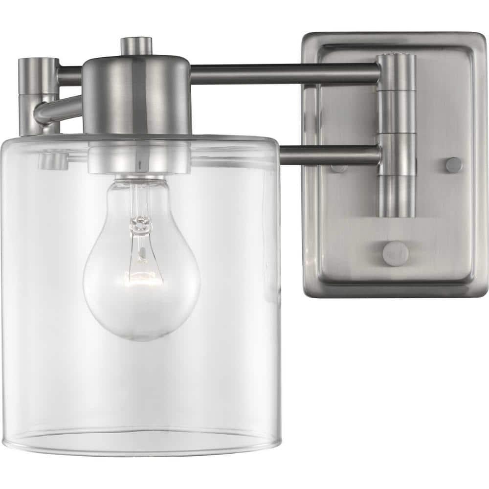 Progress Lighting Milner 1-Light Wall Bracket, Brushed Nickel, Clear Glass Shade