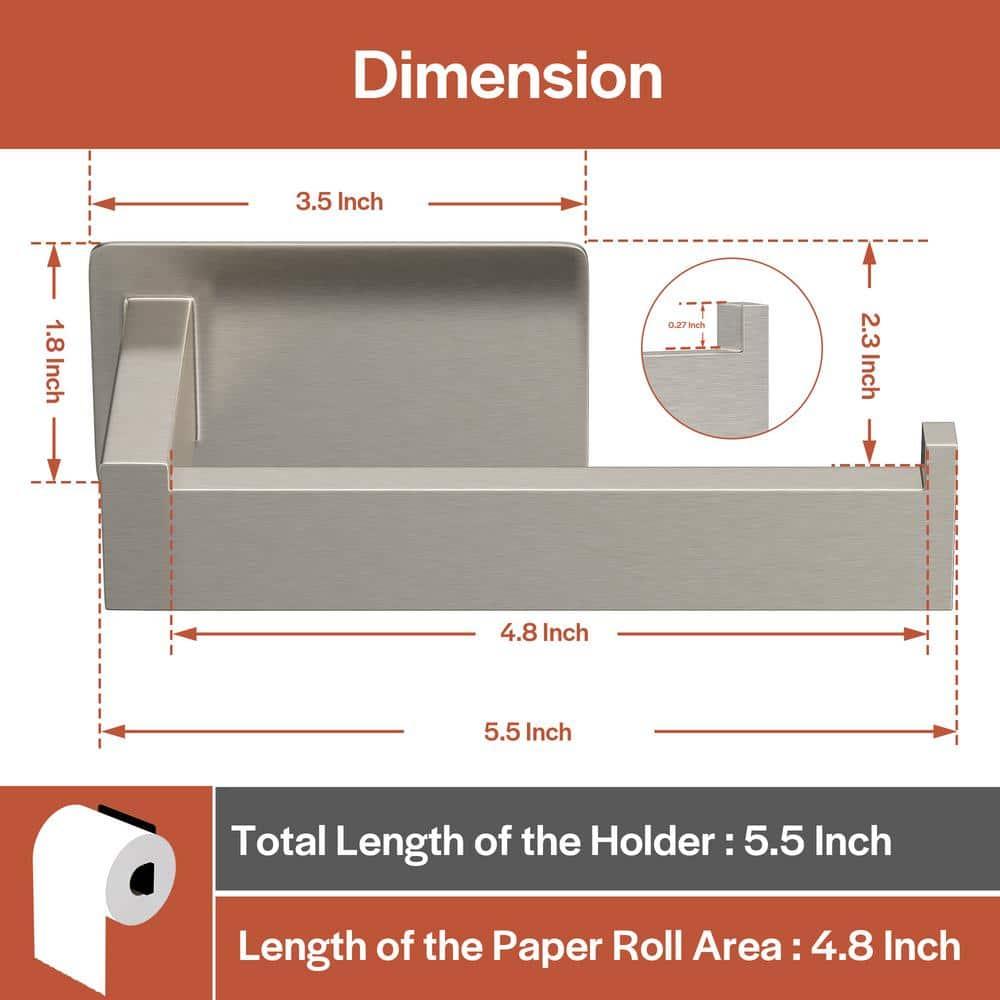 Self-Adhesive, Stainless Steel, Single Post Wall Mounted Toilet Paper Roll Holder, Stand no Drilling, in Brushed Nickel