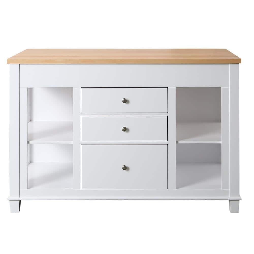 Medley White Kitchen Island with Slide Out Table