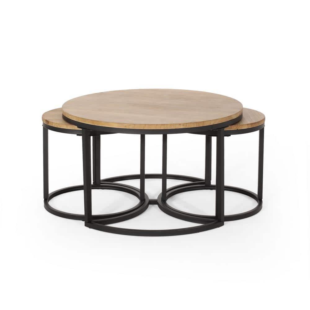 3pc Gerrish Modern Industrial Table Set Antique Brown - Christopher Knight Home: Sturdy Space-Saving Furniture