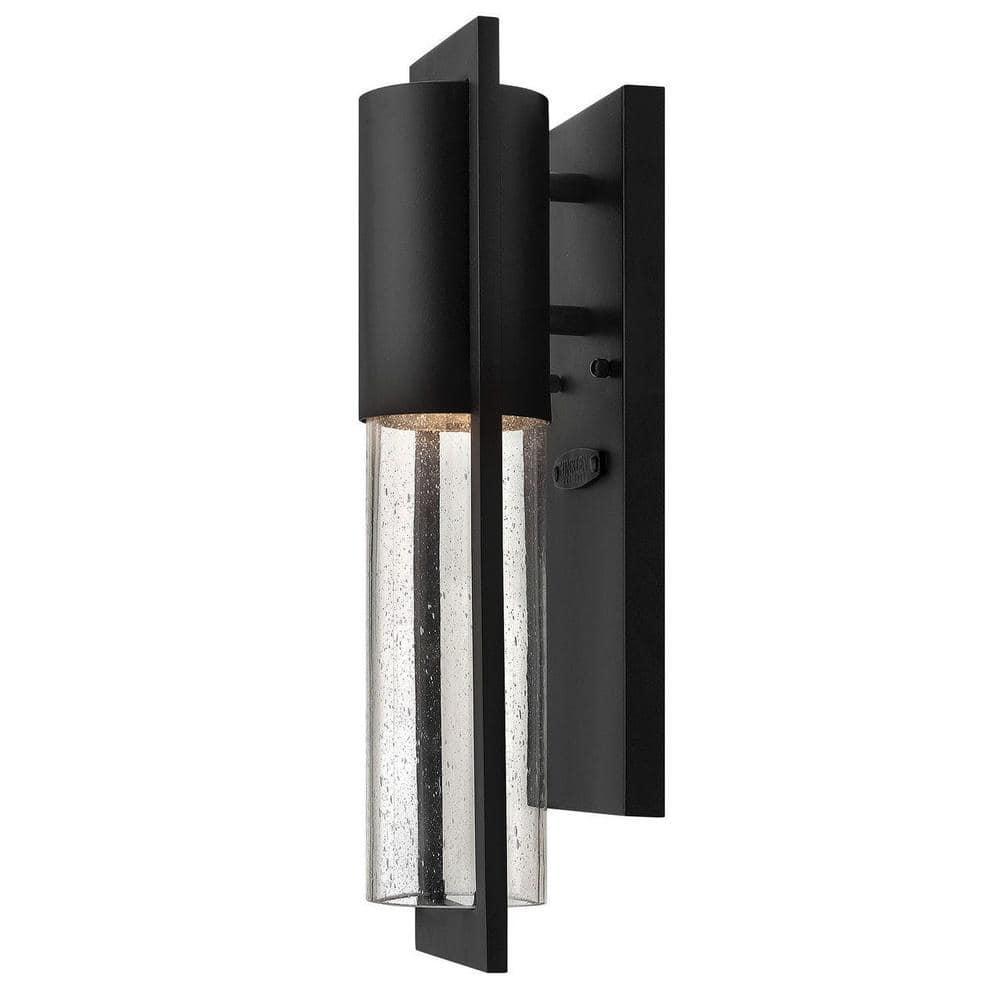 Sleek Black Outdoor Wall Sconce with Clear Seedy Glass