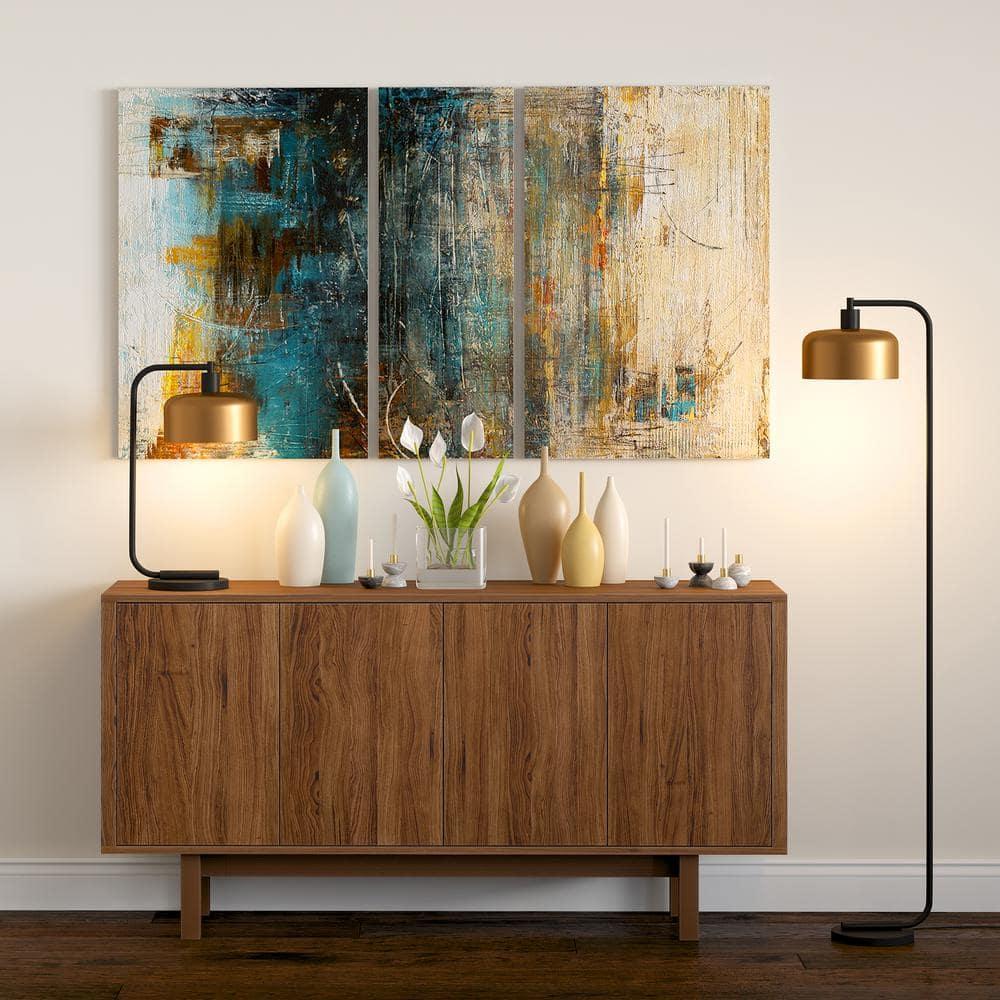 Evelyn&Zoe Mid-Century Modern Metal Table Lamp with Brass Shade