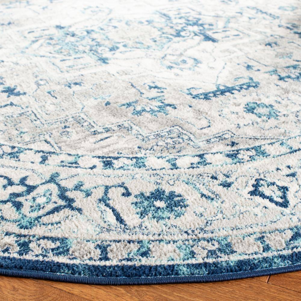 Brentwood BNT851 Power Loomed Indoor Area Rug - Light Grey/Blue - 6'7" Round - Safavieh