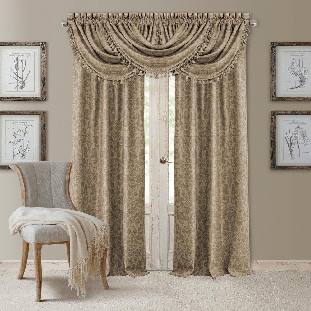 Elrene  Antonia Blackout Rod Pocket/Back Tab Curtain Panel Taupe 52" W X 108" L 108 Inches