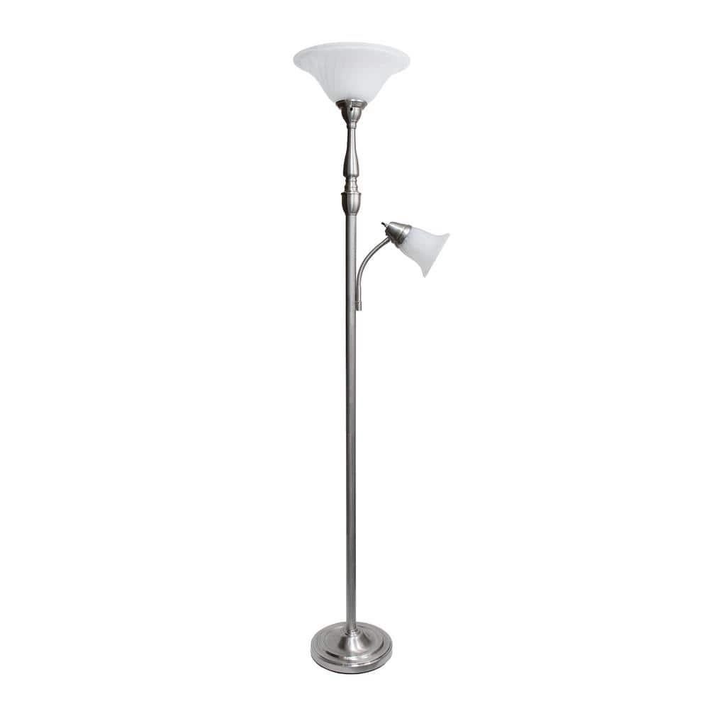 71" 2-Light Mother Daughter Floor Lamp Brushed Nickel - Elegant Designs: Adjustable, UL Listed, Metal Body