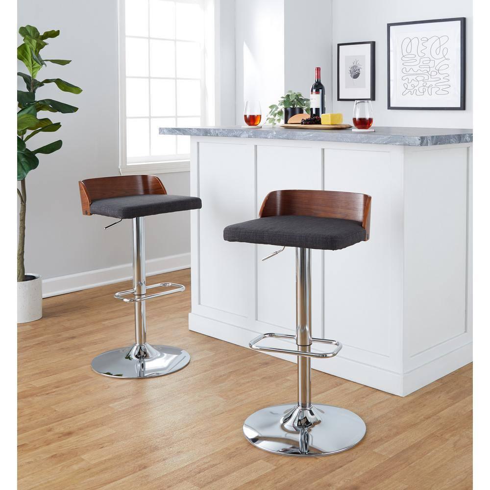 Swivel Upholstered Adjustable Height Counter Stool with Metal Frame