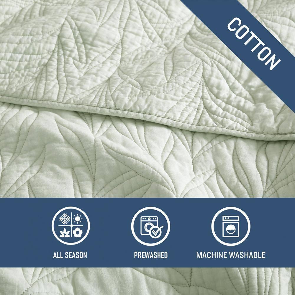 Tommy Bahama Home Tommy Bahama Solid Costa Sera Stitch Green Cotton Quilt