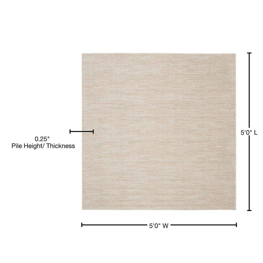 Nourison Essentials Easy Care Indoor Outdoor Area Rug - Ivory Beige 5' x Square