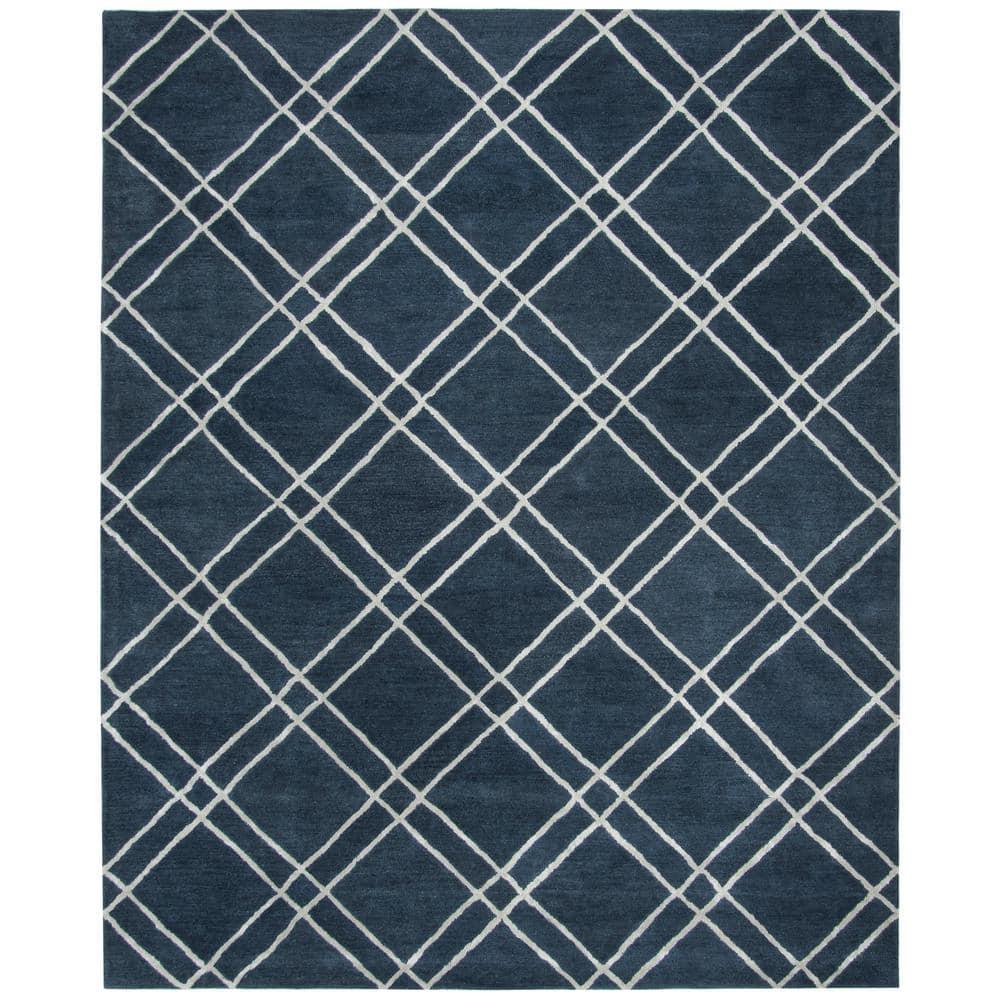 Himalaya HIM901 Hand Tufted Area Rug - Navy/Silver - 8'6"x12' - Safavieh.