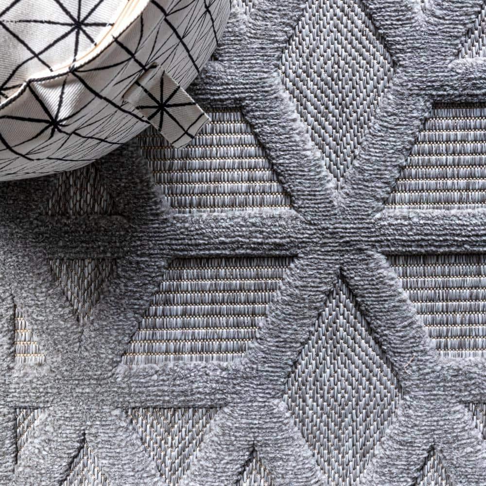 5' x 5' Talaia Neutral Geometric Indoor/Outdoor Area Rug, Light Gray - JONATHAN Y