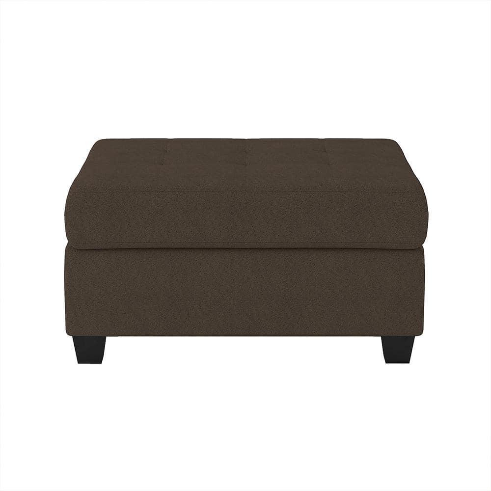 Lexicon Maston Microfiber Ottoman with Storage in Chocolate