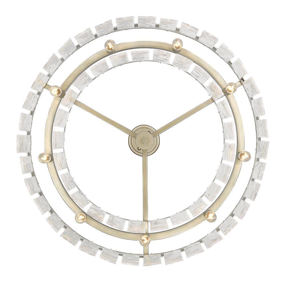 Golden Lighting Ciara 9-Light Chandelier in White Gold with Hammered Water Glass