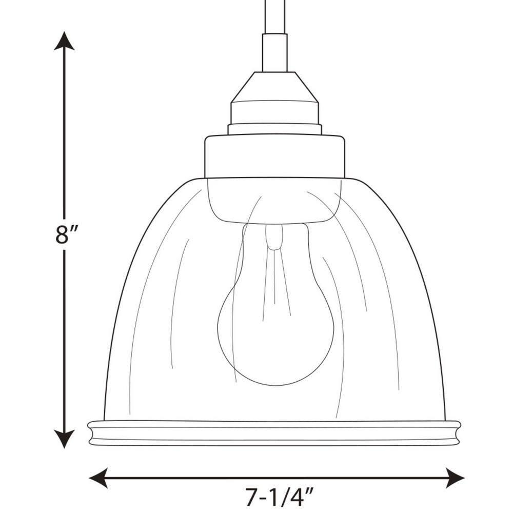 Progress Lighting Saluda 1-Light Mini-Pendant, Brushed Nickel, Clear Glass Shade