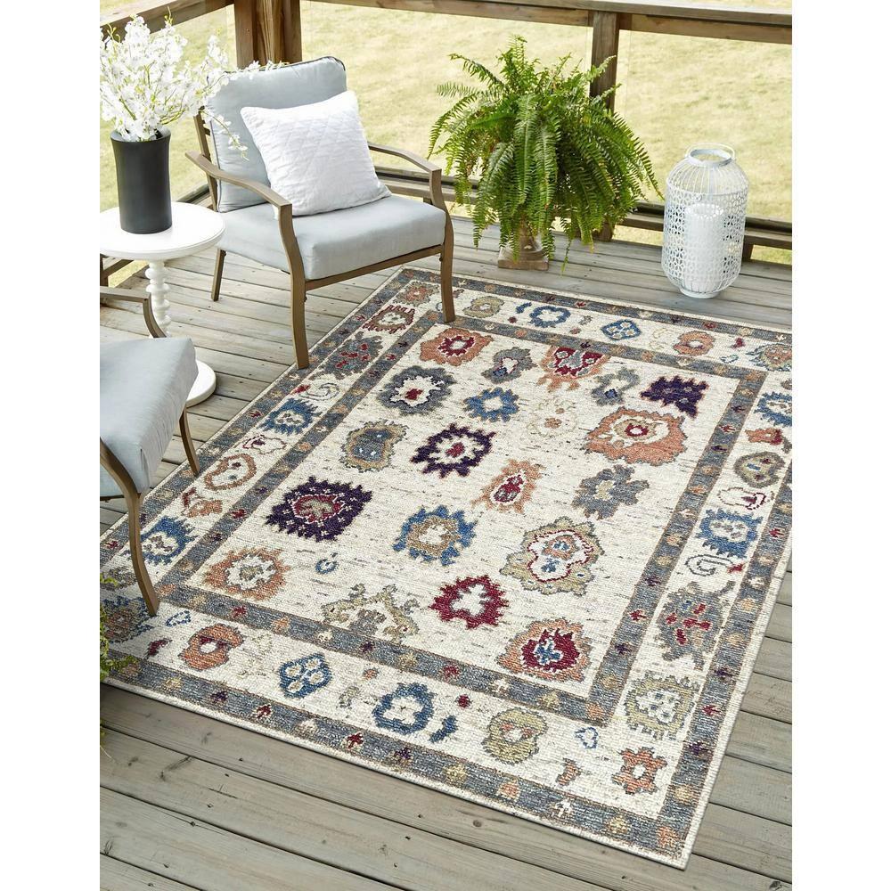 EORC Stylish and Durable Hand Knotted Traditional Oriental Wool Indoor Ivory Rectangle Area Rugs
