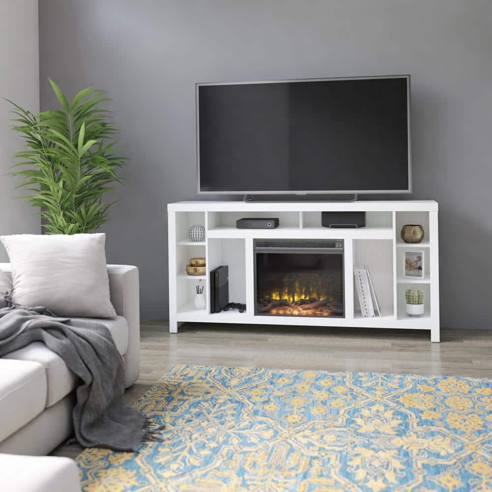 Twin Star Home TV Stand for TVs up to 80”, White