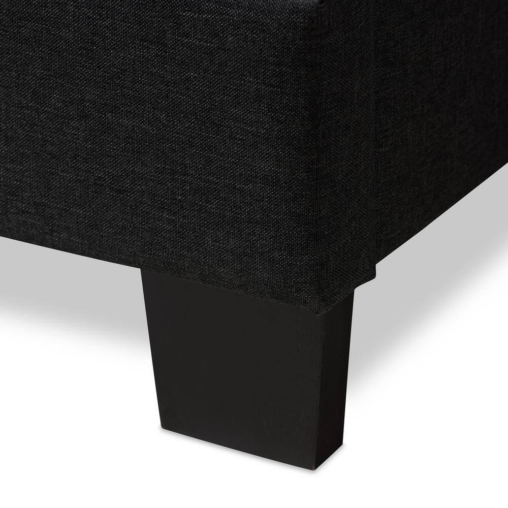 King Brookfield Modern and Contemporary Fabric Bed Charcoal Gray - Baxton Studio: Upholstered Headboard, Rubberwood