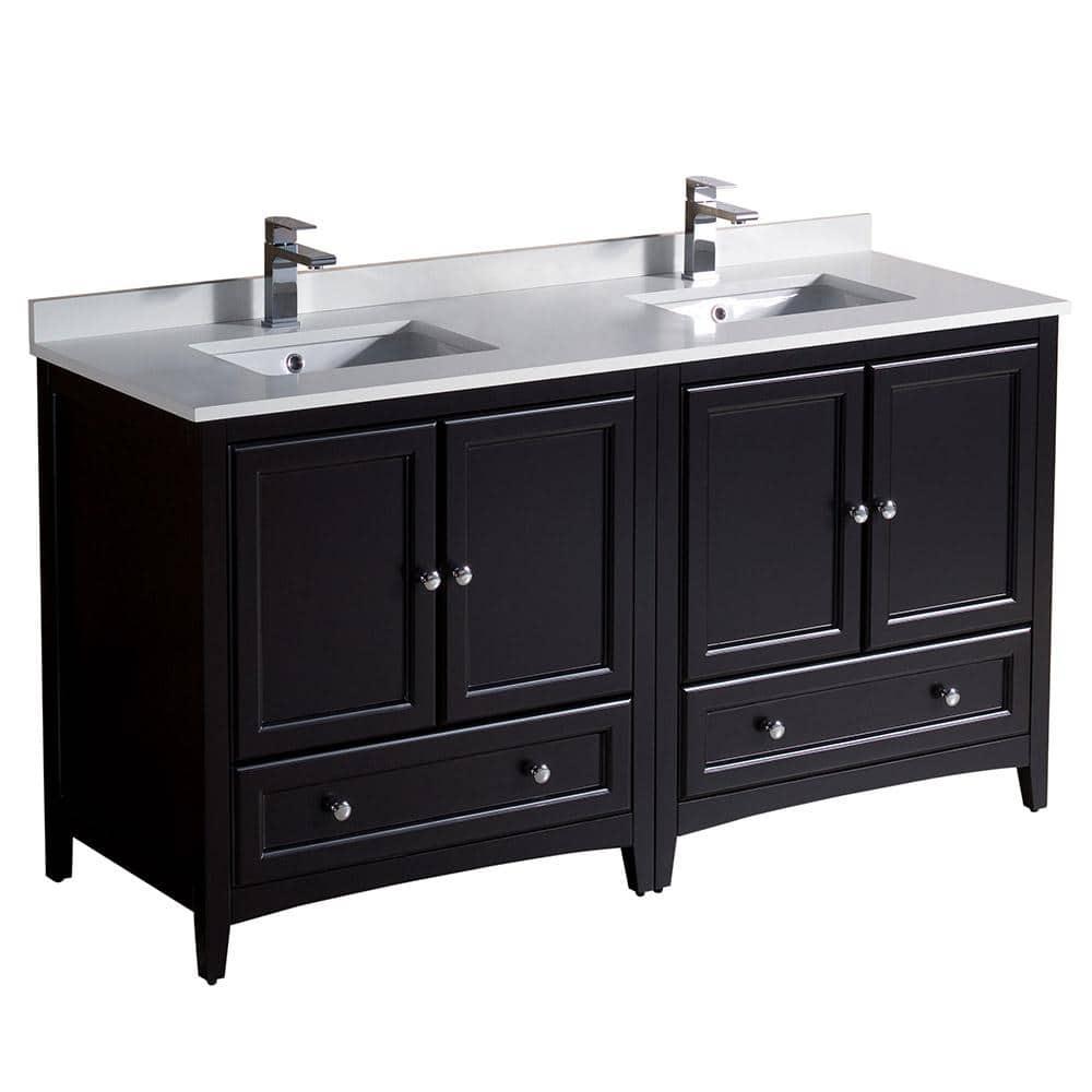 Oxford 60" Freestanding Double Sink Bathroom Vanity with Top and Sinks (Faucets Not Included)
