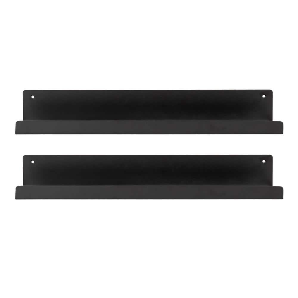 Kate and Laurel Mezzo Modern Metal Ledge Shelf Set, Black 2 Piece