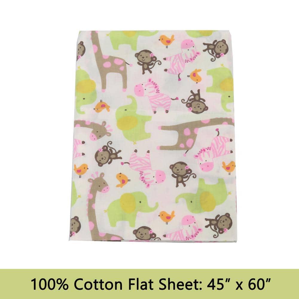3-Piece Cotton Toddler Sheet Set for Kids Boys & Girls (Animals, Fish, Sports, Floral) Zoo Friends