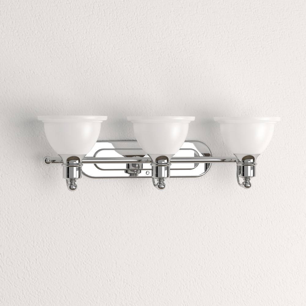 Progress Lighting Madison 3-Light Wall Bracket, Polished Chrome, White Etched Glass