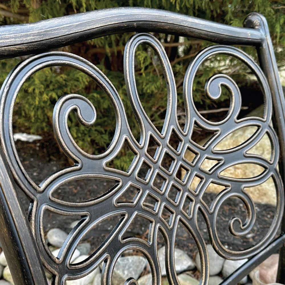 Hanover Traditions 7 Pcs Aluminum Outdoor Dining Set with Cast-top Table, Red