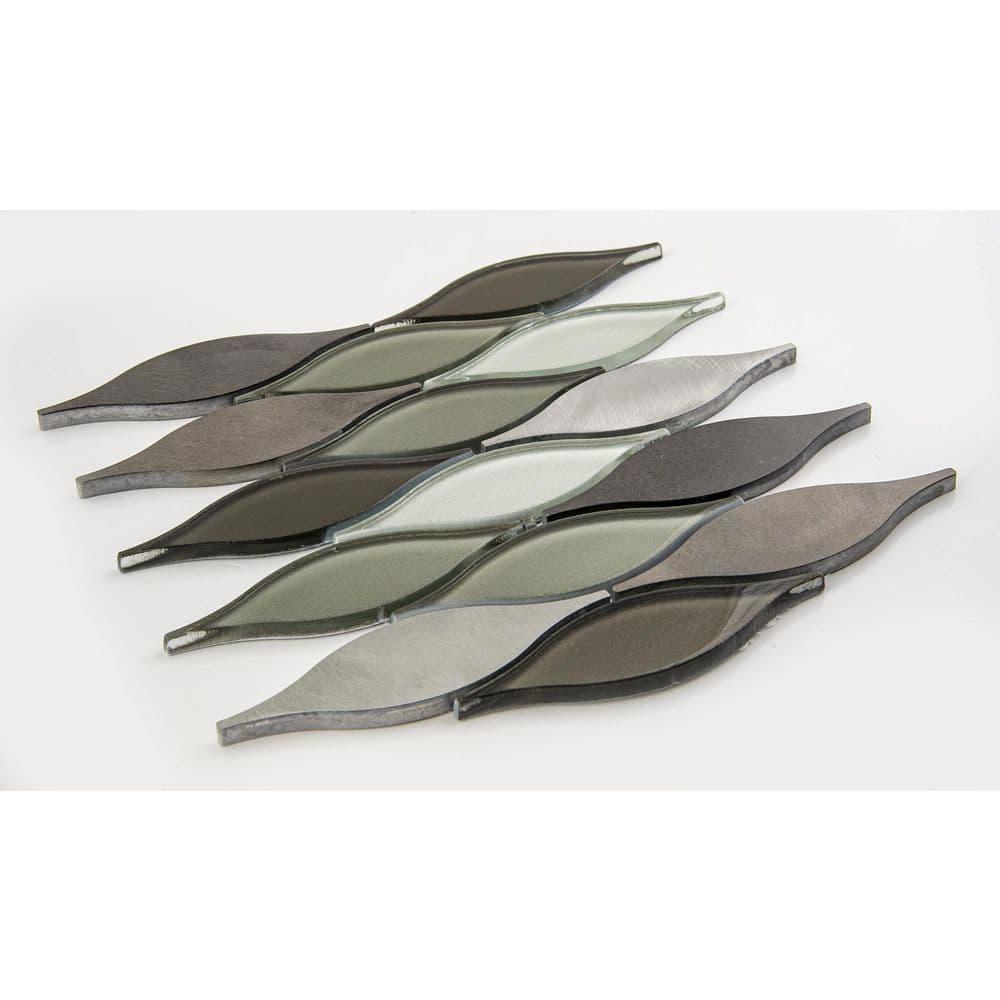 SAMPLE-Zeille Tripper Arabesque Metal and Glass Mosaic Wall and Floor Tile