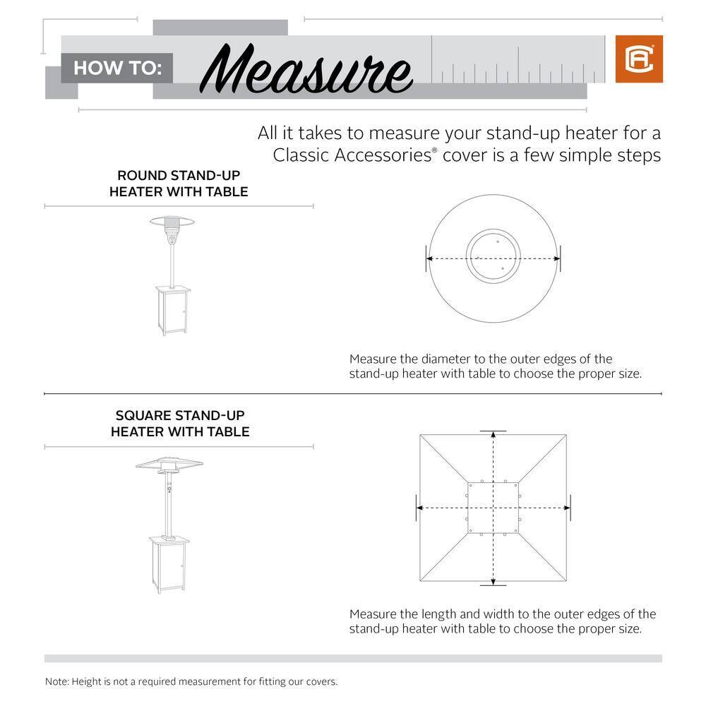 Classic Accessories Veranda™ Calentador de Patio Redondo con Cubierta de Mesa - Cubierta Exterior Resistente Al Agua (55-995-015101-00)